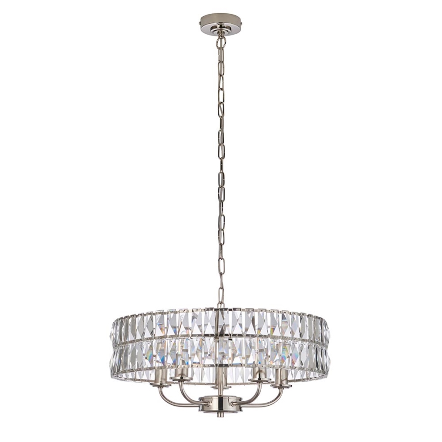 Endon 104467 - Lühter CLIFTON 5xE14/6W/230V läikiv kroom/läbipaistev d. 50,5 cm