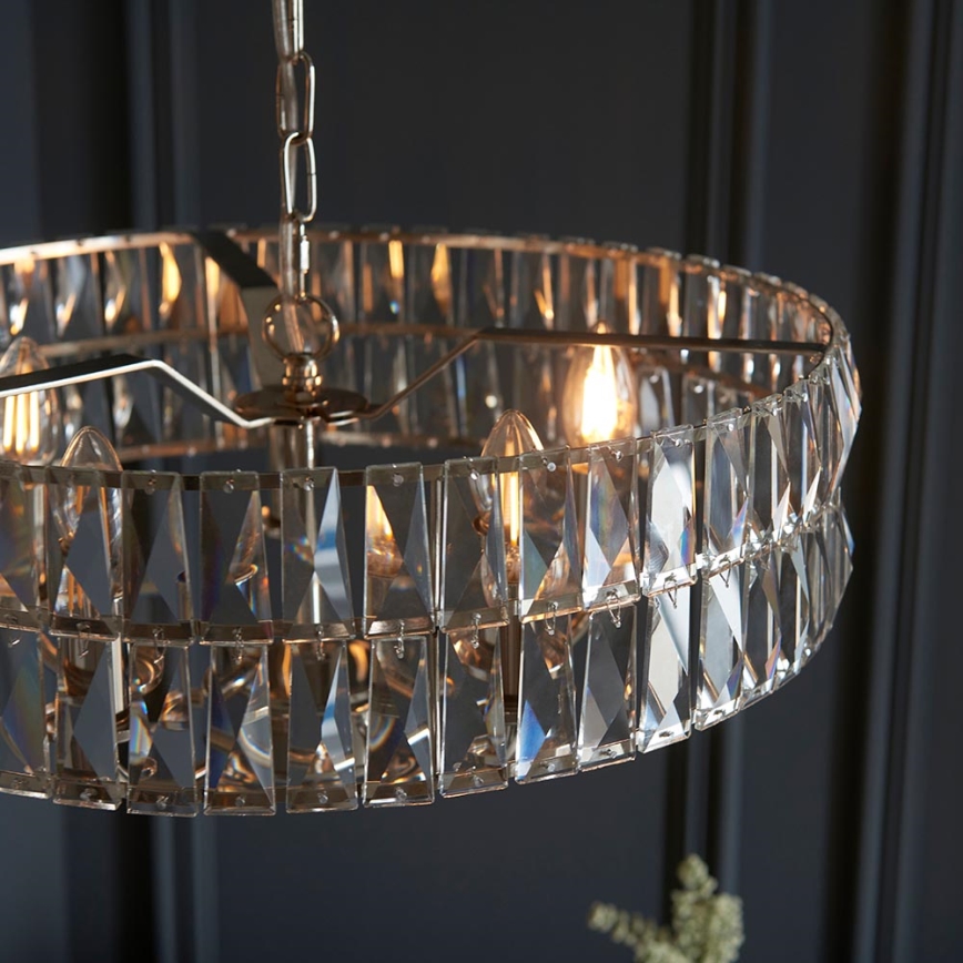 Endon 104467 - Lühter CLIFTON 5xE14/6W/230V läikiv kroom/läbipaistev d. 50,5 cm