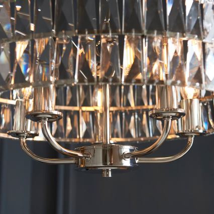 Endon 104467 - Lühter CLIFTON 5xE14/6W/230V läikiv kroom/läbipaistev d. 50,5 cm