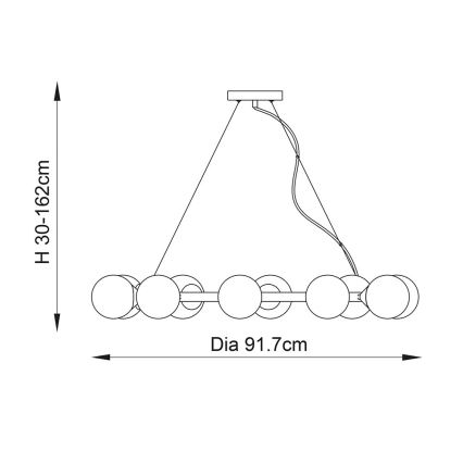 Endon 106008 - Juhtmega ripplühter OTIS 10xG9/3W/230V kuldne