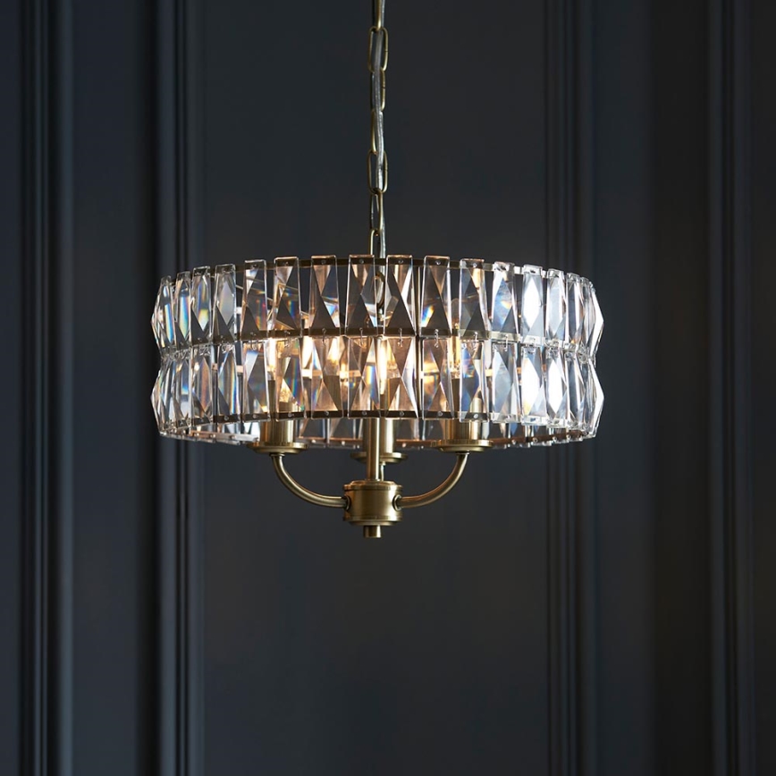 Endon 106243 - Ketiga lühter CLIFTON 3xE14/6W/230V läbimõõt 38,5 cm messing/läbipaistev