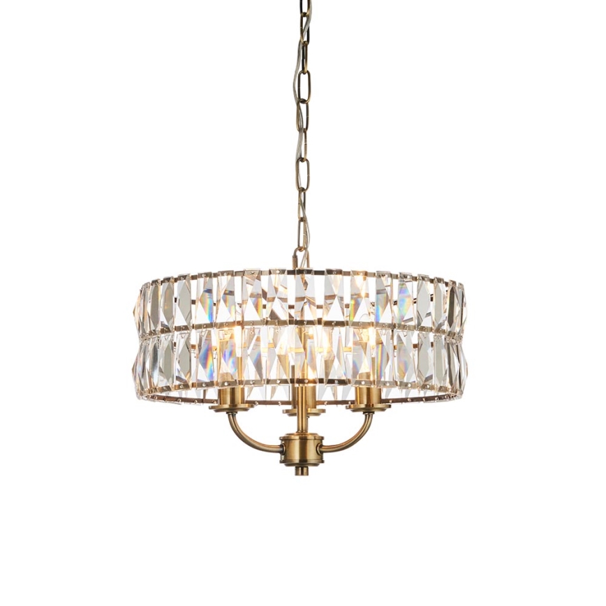 Endon 106243 - Ketiga lühter CLIFTON 3xE14/6W/230V läbimõõt 38,5 cm messing/läbipaistev