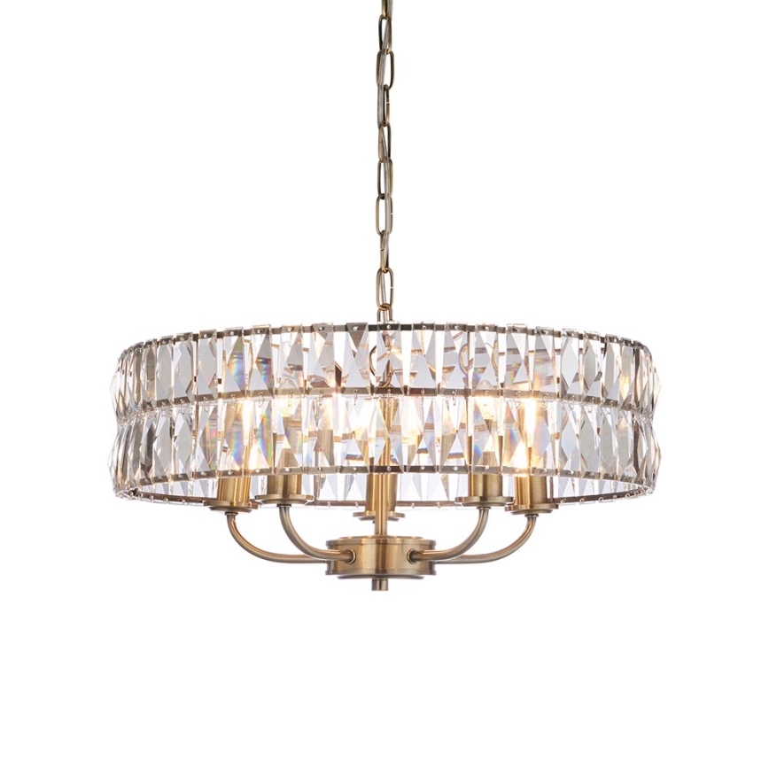 Endon 106244 - ketiga ripp-lühter CLIFTON 5xE14/6W/230V messing/läbipaistev