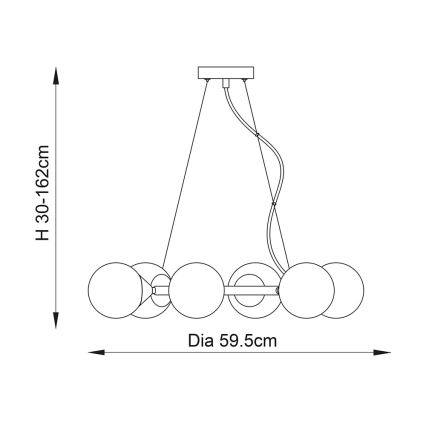Endon 106390 - OTIS ripplühter kaabliga, 6× G9, 3 W iga, 230 V, kuldne