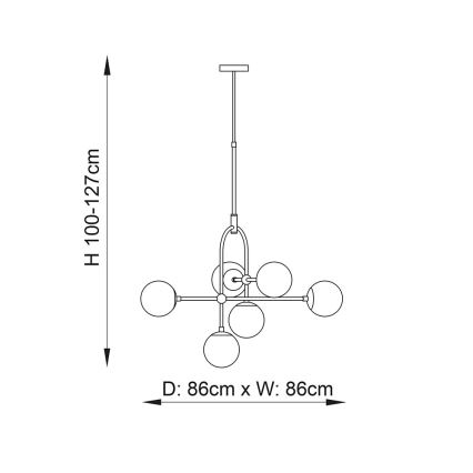 Endon 106661 - Varrega lühter ONTARIO 6xE14/7W/230V must/suitsune must