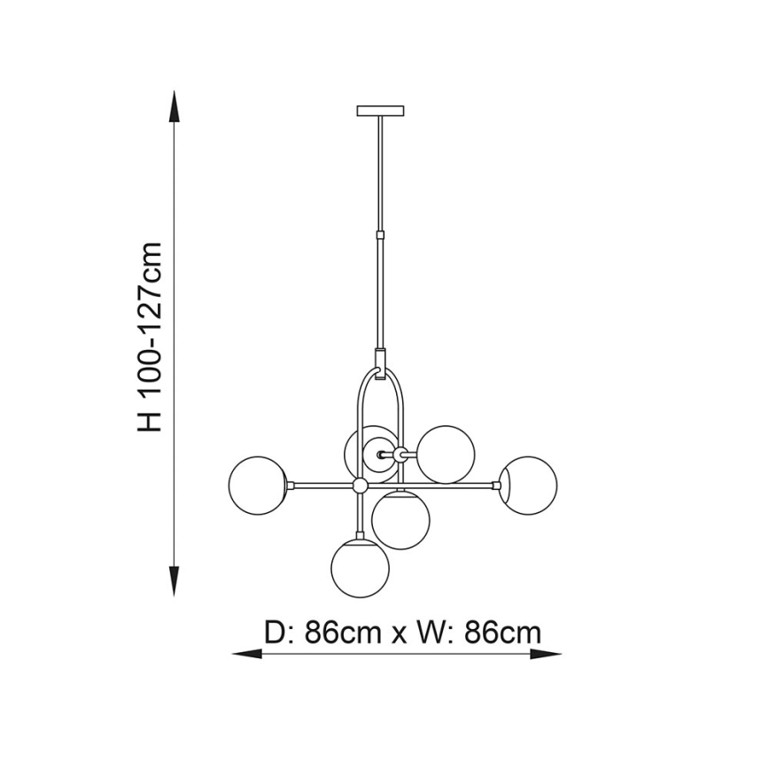 Endon 106661 - Varrega lühter ONTARIO 6xE14/7W/230V must/suitsune must