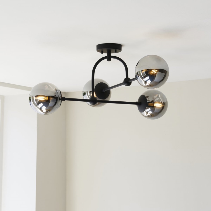 Endon 106662 - Pinnale kinnitatav lühter ONTARIO 4xE14/7W/230V must/suitsune