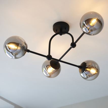 Endon 106662 - Pinnale kinnitatav lühter ONTARIO 4xE14/7W/230V must/suitsune
