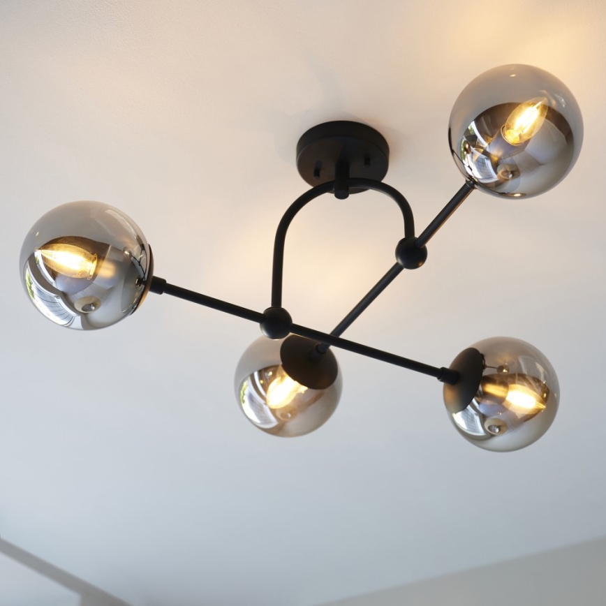 Endon 106662 - Pinnale kinnitatav lühter ONTARIO 4xE14/7W/230V must/suitsune