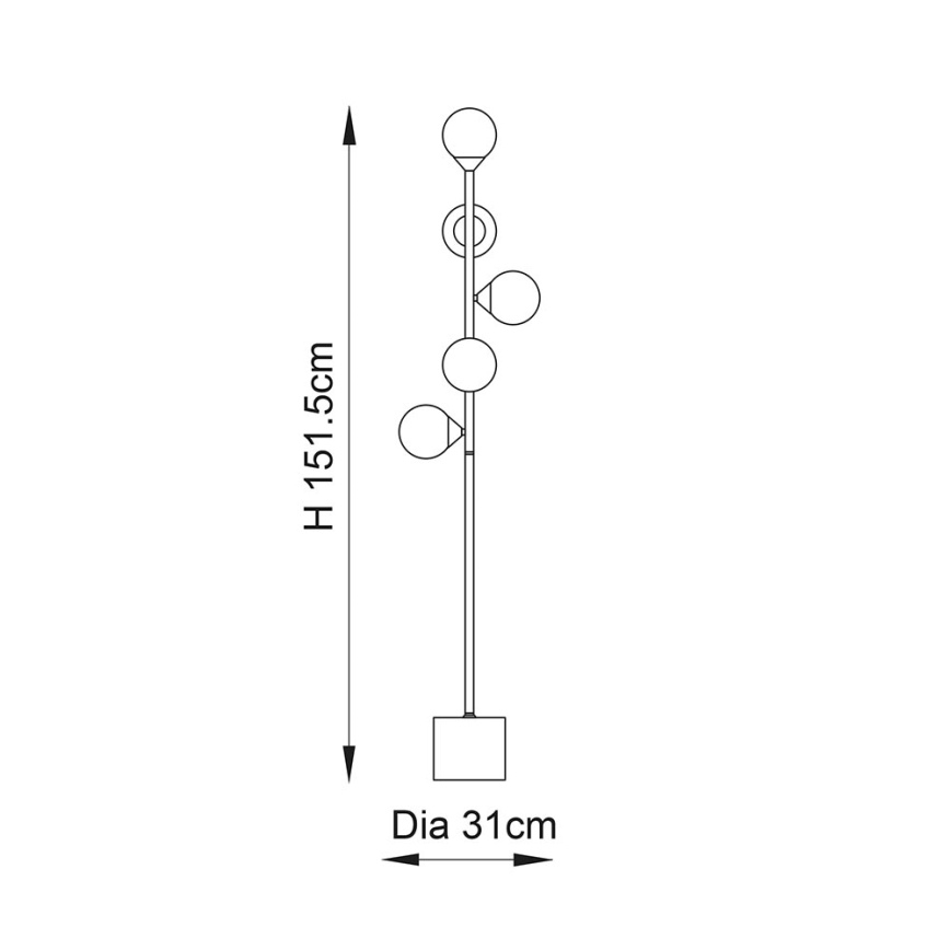 Endon 106756 - Põrandalamp OTIS 5xG9/3W/230V kuldne/valge