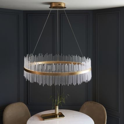Endon 107672 - ADRIEL hämardatav LED-rippvalgusti kaablil LED/83W/230V 3000K, läbimõõt 89 cm, kuldne/läbipaistev
