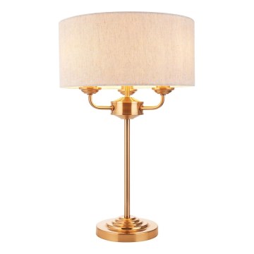Endon 110721 - Laualamp HIGHCLERE 3xE14/18W/230V beež/messing