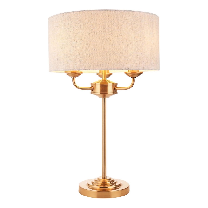 Endon 110721 - Laualamp HIGHCLERE 3xE14/18W/230V beež/messing