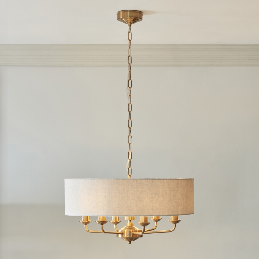 Endon 110722 - Lühter HIGHCLERE 6xE14/6W/230V beež/messing d. 55 cm