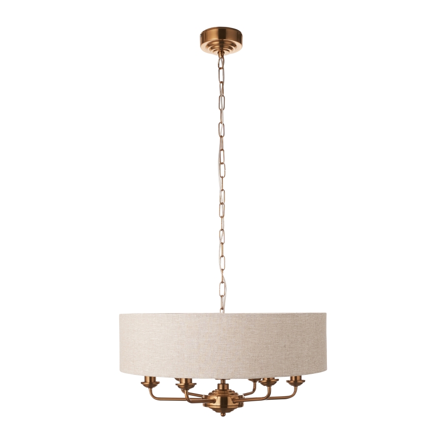 Endon 110722 - Lühter HIGHCLERE 6xE14/6W/230V beež/messing d. 55 cm