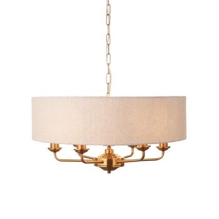 Endon 110722 - Lühter HIGHCLERE 6xE14/6W/230V beež/messing d. 55 cm