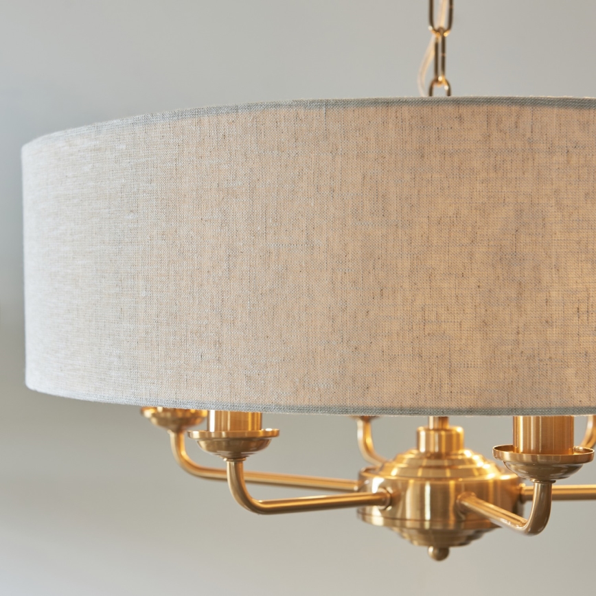 Endon 110722 - Lühter HIGHCLERE 6xE14/6W/230V beež/messing d. 55 cm