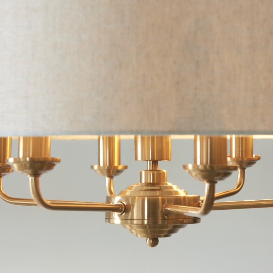 Endon 110722 - Lühter HIGHCLERE 6xE14/6W/230V beež/messing d. 55 cm
