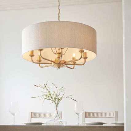 Endon 110727 - Ahelaga kroonlühter HIGHCLERE 8xE14/6W/230V beež/messing läbimõõt 70 cm