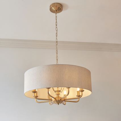 Endon 110727 - Ahelaga kroonlühter HIGHCLERE 8xE14/6W/230V beež/messing läbimõõt 70 cm