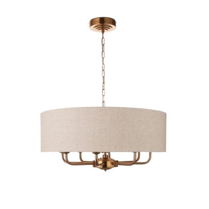 Endon 110727 - Ahelaga kroonlühter HIGHCLERE 8xE14/6W/230V beež/messing läbimõõt 70 cm