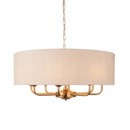 Endon 110727 - Ahelaga kroonlühter HIGHCLERE 8xE14/6W/230V beež/messing läbimõõt 70 cm