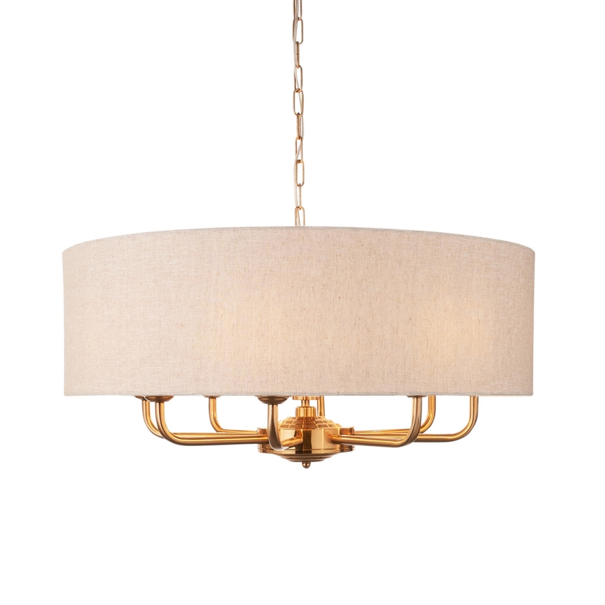 Endon 110727 - Ahelaga kroonlühter HIGHCLERE 8xE14/6W/230V beež/messing läbimõõt 70 cm
