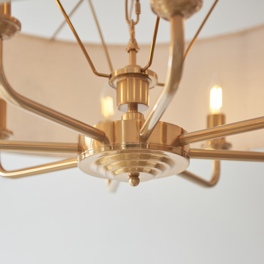 Endon 110727 - Ahelaga kroonlühter HIGHCLERE 8xE14/6W/230V beež/messing läbimõõt 70 cm