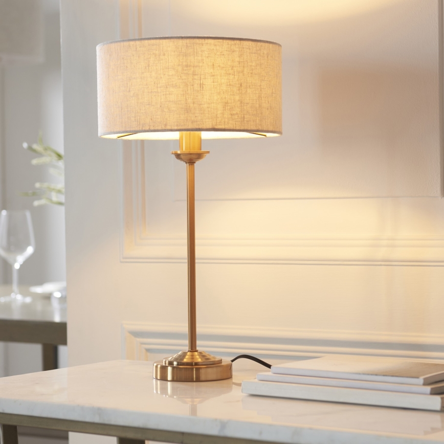 Endon 110728 - Laualamp HIGHCLERE 1xE14/7W/230V beež/messing, läbimõõt 25 cm