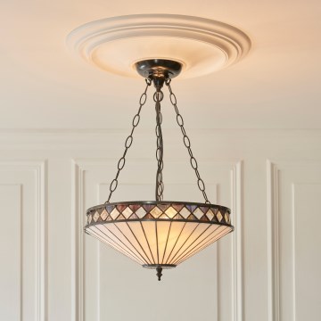 Endon 111870 - Tiffany FARGO ketiga rippuv lühter 3xE27/10W/230V, läbimõõt 41,5 cm
