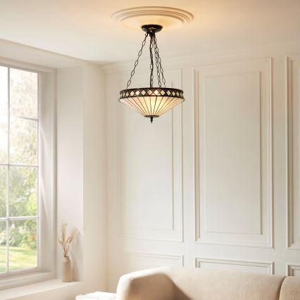 Endon 111870 - Tiffany FARGO ketiga rippuv lühter 3xE27/10W/230V, läbimõõt 41,5 cm
