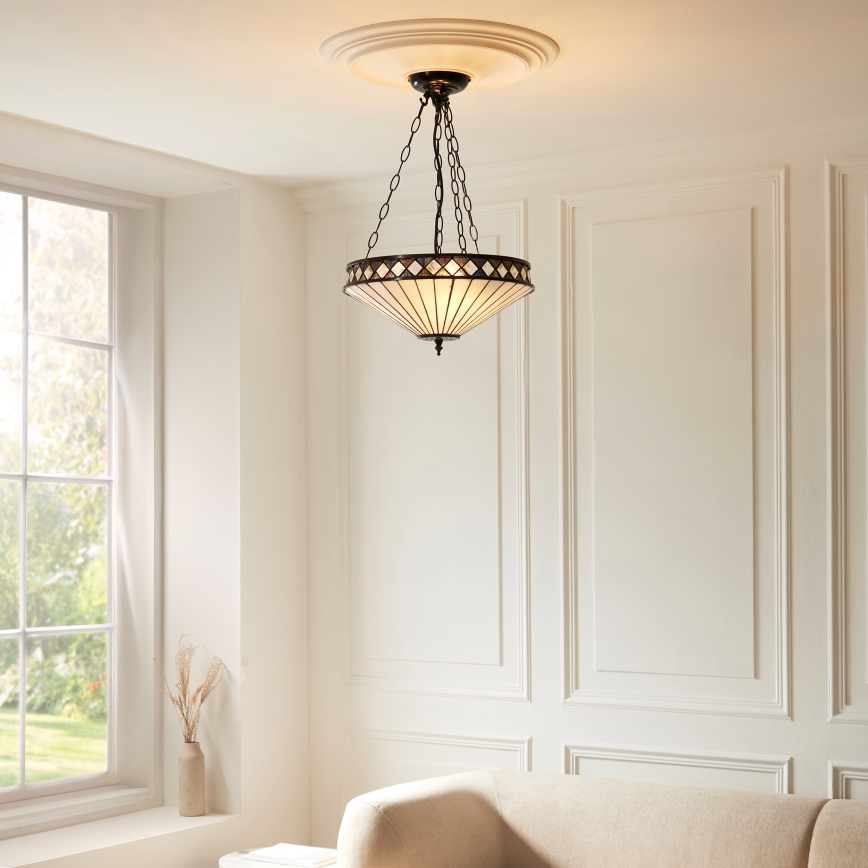 Endon 111870 - Tiffany FARGO ketiga rippuv lühter 3xE27/10W/230V, läbimõõt 41,5 cm