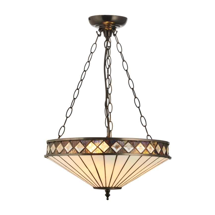 Endon 111870 - Tiffany FARGO ketiga rippuv lühter 3xE27/10W/230V, läbimõõt 41,5 cm