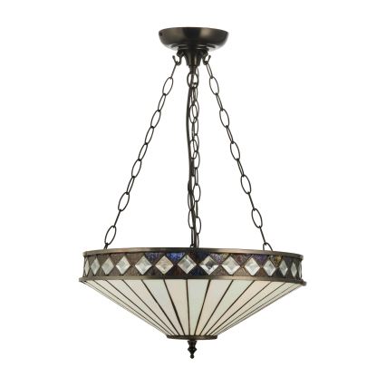 Endon 111870 - Tiffany FARGO ketiga rippuv lühter 3xE27/10W/230V, läbimõõt 41,5 cm