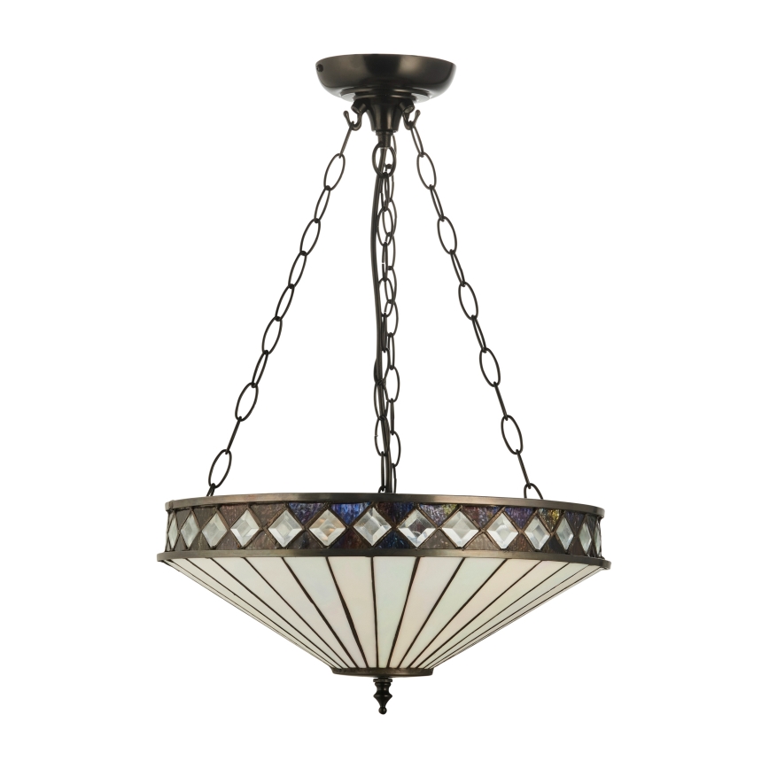 Endon 111870 - Tiffany FARGO ketiga rippuv lühter 3xE27/10W/230V, läbimõõt 41,5 cm