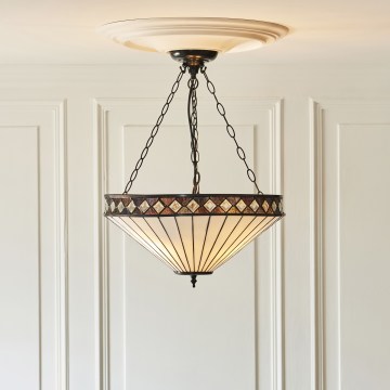 Endon 111871 - Ripplühter kettaga Tiffany FARGO, 3x E27/10W/230V, läbimõõt 50 cm