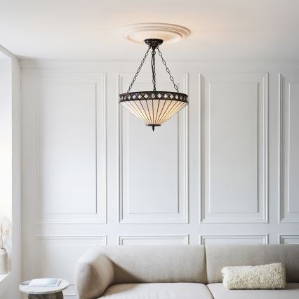 Endon 111871 - Ripplühter kettaga Tiffany FARGO, 3x E27/10W/230V, läbimõõt 50 cm