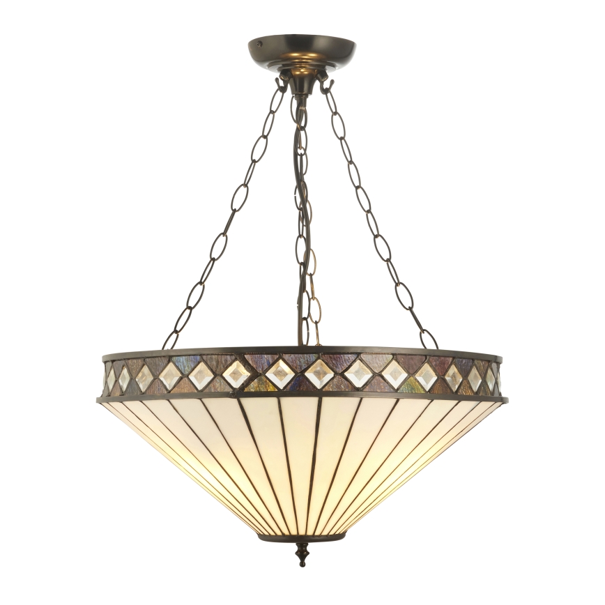 Endon 111871 - Ripplühter kettaga Tiffany FARGO, 3x E27/10W/230V, läbimõõt 50 cm