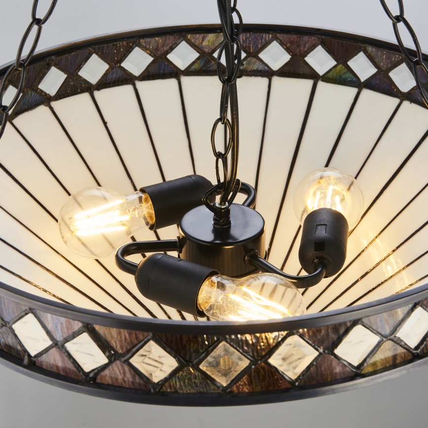 Endon 111871 - Ripplühter kettaga Tiffany FARGO, 3x E27/10W/230V, läbimõõt 50 cm