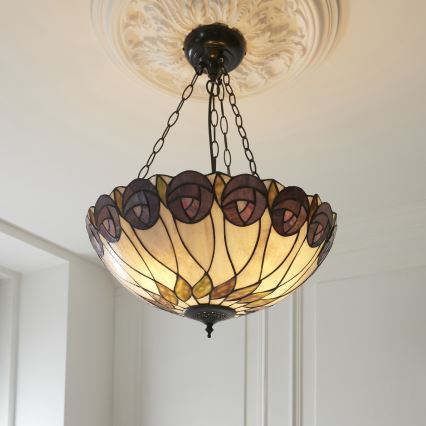 Endon 111872 - Ketiga rippuv Tiffany HUTCHINSON lühter 3xE27/60W/230V läbimõõt 50 cm