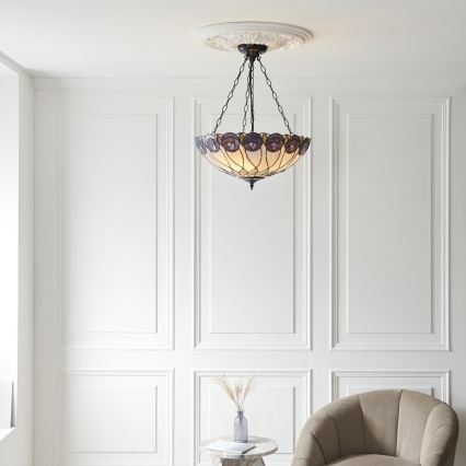 Endon 111872 - Ketiga rippuv Tiffany HUTCHINSON lühter 3xE27/60W/230V läbimõõt 50 cm