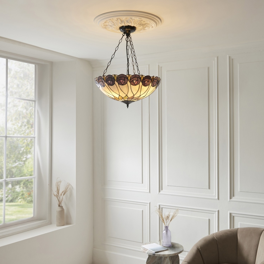 Endon 111872 - Ketiga rippuv Tiffany HUTCHINSON lühter 3xE27/60W/230V läbimõõt 50 cm