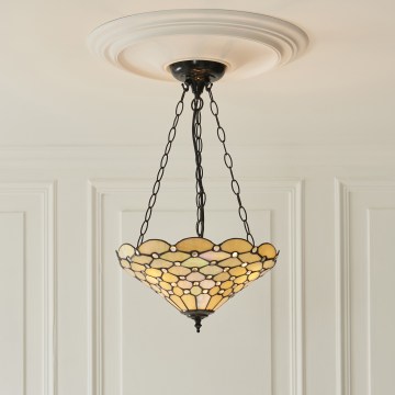 Endon 111884 - Ripplühter kettaga Tiffany PEARL 3xE27/10W/230V läbimõõt 37 cm