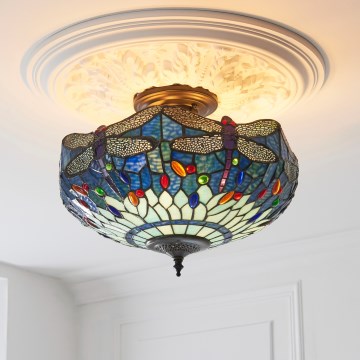 Endon 111897 - Pinnapealne laelamp Tiffany DRAGONFLY 3xE27/10W/230V, läbimõõt 41 cm