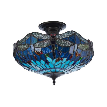 Endon 111897 - Pinnapealne laelamp Tiffany DRAGONFLY 3xE27/10W/230V, läbimõõt 41 cm