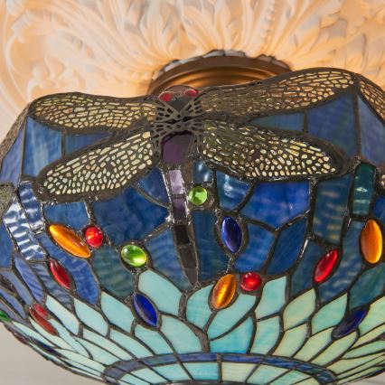Endon 111897 - Pinnapealne laelamp Tiffany DRAGONFLY 3xE27/10W/230V, läbimõõt 41 cm