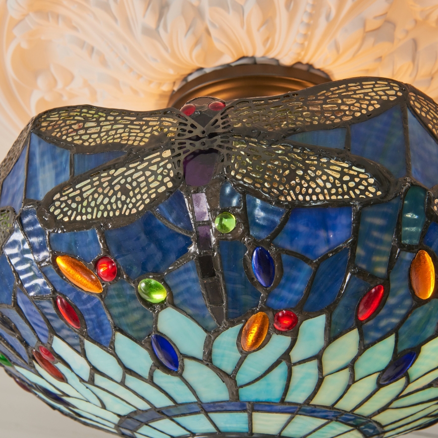 Endon 111897 - Pinnapealne laelamp Tiffany DRAGONFLY 3xE27/10W/230V, läbimõõt 41 cm