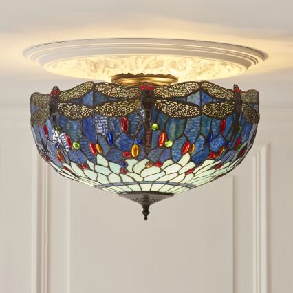 Endon 111899 - Tiffany DRAGONFLY laelamp, 3xE27/10W/230V, läbimõõt 50 cm
