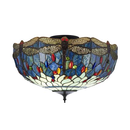 Endon 111899 - Tiffany DRAGONFLY laelamp, 3xE27/10W/230V, läbimõõt 50 cm