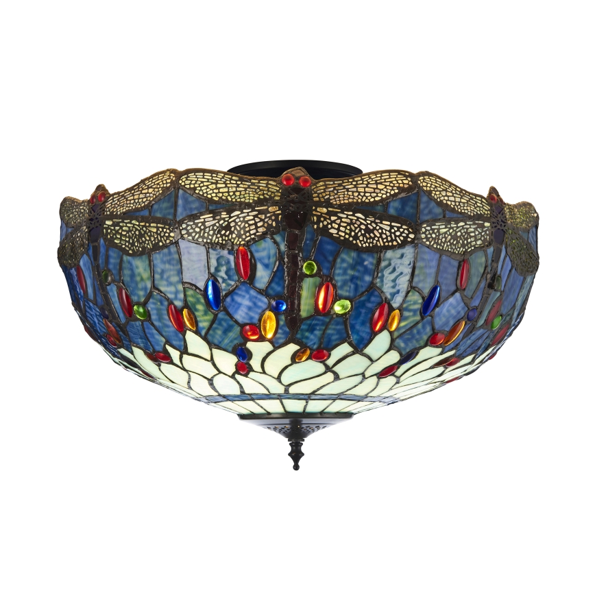 Endon 111899 - Tiffany DRAGONFLY laelamp, 3xE27/10W/230V, läbimõõt 50 cm